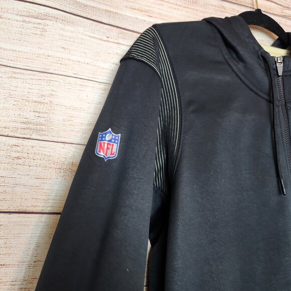 Nike Men's Size L NFL New Orleans Saints Dri Fit On-Field Hoodie Black Zip Up - Picture 5 of 16
